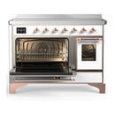 ILVE Majestic III 48-Inch Induction Range with 6 Induction Elements and Triple Glass Door Electric Oven in White with Copper Trim (UMIB48NR3WHP)