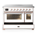 ILVE Majestic III 48-Inch Induction Range with 6 Induction Elements and Triple Glass Door Electric Oven in White with Copper Trim (UMIB48NR3WHP)