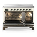 ILVE Majestic III 48-Inch Induction Range with 6 Induction Elements and Solid Door Electric Oven in Antique White with Burnished Trim (UMIB48QNR3AWB)