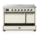 ILVE Majestic III 48-Inch Induction Range with 6 Induction Elements and Solid Door Electric Oven in Antique White with Burnished Trim (UMIB48QNR3AWB)