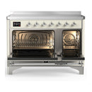 ILVE Majestic III 48-Inch Induction Range with 6 Induction Elements and Solid Door Electric Oven in Antique White with Chrome Trim (UMIB48QNR3AWC)