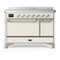 ILVE Majestic III 48-Inch Induction Range with 6 Induction Elements and Solid Door Electric Oven in Antique White with Chrome Trim (UMIB48QNR3AWC)