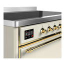 ILVE Majestic III 48-Inch Induction Range with 6 Induction Elements and Solid Door Electric Oven in Antique White with Brass Trim (UMIB48QNR3AWG)