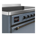 ILVE Majestic III 48-Inch Induction Range with 6 Induction Elements and Solid Door Electric Oven in Blue Grey with Burnished Trim (UMIB48QNR3BGB)