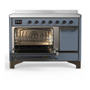 ILVE Majestic III 48-Inch Induction Range with 6 Induction Elements and Solid Door Electric Oven in Blue Grey with Burnished Trim (UMIB48QNR3BGB)
