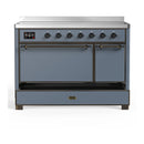 ILVE Majestic III 48-Inch Induction Range with 6 Induction Elements and Solid Door Electric Oven in Blue Grey with Burnished Trim (UMIB48QNR3BGB)