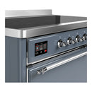 ILVE Majestic III 48-Inch Induction Range with 6 Induction Elements and Solid Door Electric Oven in Blue Grey with Chrome Trim (UMIB48QNR3BGC)