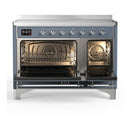 ILVE Majestic III 48-Inch Induction Range with 6 Induction Elements and Solid Door Electric Oven in Blue Grey with Chrome Trim (UMIB48QNR3BGC)