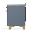 ILVE Majestic III 48-Inch Induction Range with 6 Induction Elements and Solid Door Electric Oven in Blue Grey with Brass Trim (UMIB48QNR3BGG)