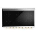 ILVE Majestic III 48-Inch Induction Range with 6 Induction Elements and Solid Door Electric Oven in Blue Grey with Brass Trim (UMIB48QNR3BGG)