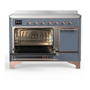 ILVE Majestic III 48-Inch Induction Range with 6 Induction Elements and Solid Door Electric Oven in Blue Grey with Copper Trim (UMIB48QNR3BGP)