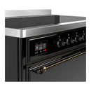 ILVE Majestic III 48-Inch Induction Range with 6 Induction Elements and Solid Door Electric Oven in Glossy Black with Burnished Trim (UMIB48QNR3BKB)