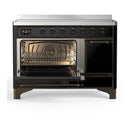 ILVE Majestic III 48-Inch Induction Range with 6 Induction Elements and Solid Door Electric Oven in Glossy Black with Burnished Trim (UMIB48QNR3BKB)