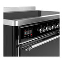 ILVE Majestic III 48-Inch Induction Range with 6 Induction Elements and Solid Door Electric Oven in Glossy Black with Chrome Trim (UMIB48QNR3BKC)