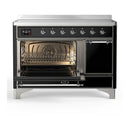 ILVE Majestic III 48-Inch Induction Range with 6 Induction Elements and Solid Door Electric Oven in Glossy Black with Chrome Trim (UMIB48QNR3BKC)
