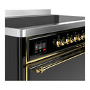 ILVE Majestic III 48-Inch Induction Range with 6 Induction Elements and Solid Door Electric Oven in Glossy Black with Brass Trim (UMIB48QNR3BKG)