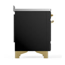 ILVE Majestic III 48-Inch Induction Range with 6 Induction Elements and Solid Door Electric Oven in Glossy Black with Brass Trim (UMIB48QNR3BKG)