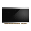 ILVE Majestic III 48-Inch Induction Range with 6 Induction Elements and Solid Door Electric Oven in Glossy Black with Brass Trim (UMIB48QNR3BKG)