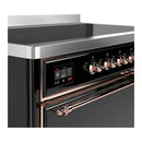 ILVE Majestic III 48-Inch Induction Range with 6 Induction Elements and Solid Door Electric Oven in Glossy Black with Copper Trim (UMIB48QNR3BKP)