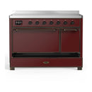 ILVE Majestic III 48-Inch Induction Range with 6 Induction Elements and Solid Door Electric Oven in Burgundy with Burnished Trim (UMIB48QNR3BUB)