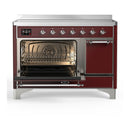 ILVE Majestic III 48-Inch Induction Range with 6 Induction Elements and Solid Door Electric Oven in Burgundy with Chrome Trim (UMIB48QNR3BUC)