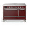 ILVE Majestic III 48-Inch Induction Range with 6 Induction Elements and Solid Door Electric Oven in Burgundy with Chrome Trim (UMIB48QNR3BUC)