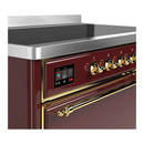 ILVE Majestic III 48-Inch Induction Range with 6 Induction Elements and Solid Door Electric Oven in Burgundy with Brass Trim (UMIB48QNR3BUG)