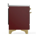 ILVE Majestic III 48-Inch Induction Range with 6 Induction Elements and Solid Door Electric Oven in Burgundy with Brass Trim (UMIB48QNR3BUG)