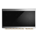 ILVE Majestic III 48-Inch Induction Range with 6 Induction Elements and Solid Door Electric Oven in Burgundy with Brass Trim (UMIB48QNR3BUG)