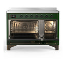 ILVE Majestic III 48-Inch Induction Range with 6 Induction Elements and Solid Door Electric Oven in Emerald Green with Burnished Trim (UMIB48QNR3EGB)