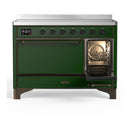 ILVE Majestic III 48-Inch Induction Range with 6 Induction Elements and Solid Door Electric Oven in Emerald Green with Burnished Trim (UMIB48QNR3EGB)