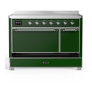 ILVE Majestic III 48-Inch Induction Range with 6 Induction Elements and Solid Door Electric Oven in Emerald Green with Chrome Trim (UMIB48QNR3EGC)