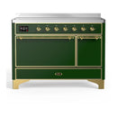 ILVE Majestic III 48-Inch Induction Range with 6 Induction Elements and Solid Door Electric Oven in Emerald Green with Brass Trim (UMIB48QNR3EGG)