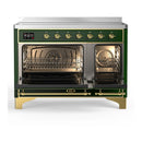 ILVE Majestic III 48-Inch Induction Range with 6 Induction Elements and Solid Door Electric Oven in Emerald Green with Brass Trim (UMIB48QNR3EGG)