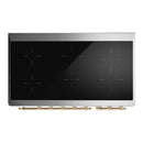 ILVE Majestic III 48-Inch Induction Range with 6 Induction Elements and Solid Door Electric Oven in Emerald Green with Brass Trim (UMIB48QNR3EGG)
