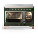 ILVE Majestic III 48-Inch Induction Range with 6 Induction Elements and Solid Door Electric Oven in Emerald Green with Copper Trim (UMIB48QNR3EGP)