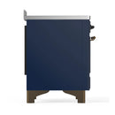 ILVE Majestic III 48-Inch Induction Range with 6 Induction Elements and Solid Door Electric Oven in Mightnight Blue with Burnished Trim (UMIB48QNR3MBB)