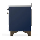 ILVE Majestic III 48-Inch Induction Range with 6 Induction Elements and Solid Door Electric Oven in Mightnight Blue with Burnished Trim (UMIB48QNR3MBB)