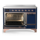 ILVE Majestic III 48-Inch Induction Range with 6 Induction Elements and Solid Door Electric Oven in Mightnight Blue with Copper Trim (UMIB48QNR3MBP)