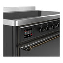 ILVE Majestic III 48-Inch Induction Range with 6 Induction Elements and Solid Door Electric Oven in Matte Graphite with Burnished Trim (UMIB48QNR3MGB)