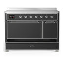 ILVE Majestic III 48-Inch Induction Range with 6 Induction Elements and Solid Door Electric Oven in Matte Graphite with Chrome Trim (UMIB48QNR3MGC)