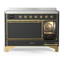 ILVE Majestic III 48-Inch Induction Range with 6 Induction Elements and Solid Door Electric Oven in Matte Graphite with Brass Trim (UMIB48QNR3MGG)