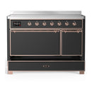 ILVE Majestic III 48-Inch Induction Range with 6 Induction Elements and Solid Door Electric Oven in Matte Graphite with Copper Trim (UMIB48QNR3MGP)
