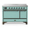 ILVE Majestic III 48-Inch Induction Range with 6 Induction Elements and Solid Door Electric Oven in Mediterranean Mint with Burnished Trim (UMIB48QNR3MMB)