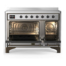 ILVE Majestic III 48-Inch Induction Range with 6 Induction Elements and Solid Door Electric Oven in Stainless Steel with Burnished Trim (UMIB48QNR3SSB)