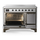 ILVE Majestic III 48-Inch Induction Range with 6 Induction Elements and Solid Door Electric Oven in Stainless Steel with Burnished Trim (UMIB48QNR3SSB)
