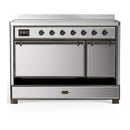 ILVE Majestic III 48-Inch Induction Range with 6 Induction Elements and Solid Door Electric Oven in Stainless Steel with Burnished Trim (UMIB48QNR3SSB)