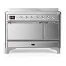 ILVE Majestic III 48-Inch Induction Range with 6 Induction Elements and Solid Door Electric Oven in Stainless Steel with Chrome Trim (UMIB48QNR3SSC)