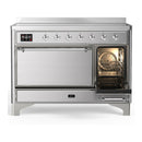 ILVE Majestic III 48-Inch Induction Range with 6 Induction Elements and Solid Door Electric Oven in Stainless Steel with Chrome Trim (UMIB48QNR3SSC)