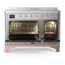ILVE Majestic III 48-Inch Induction Range with 6 Induction Elements and Solid Door Electric Oven in Stainless Steel with Copper Trim (UMIB48QNR3SSP)